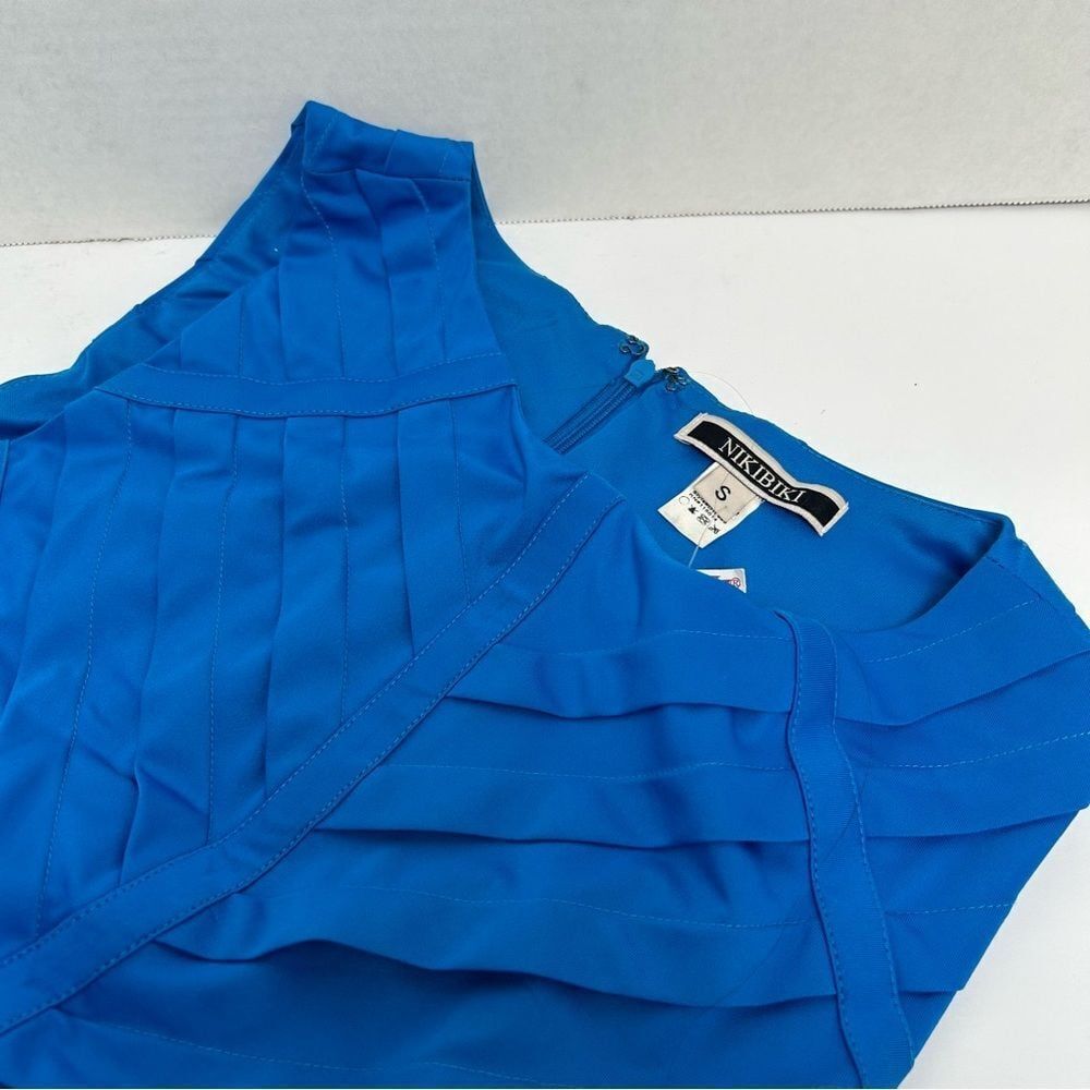Nikibiki NWT Royal Blue Chevron Stretch Polyester Blend‎ Dress size Small